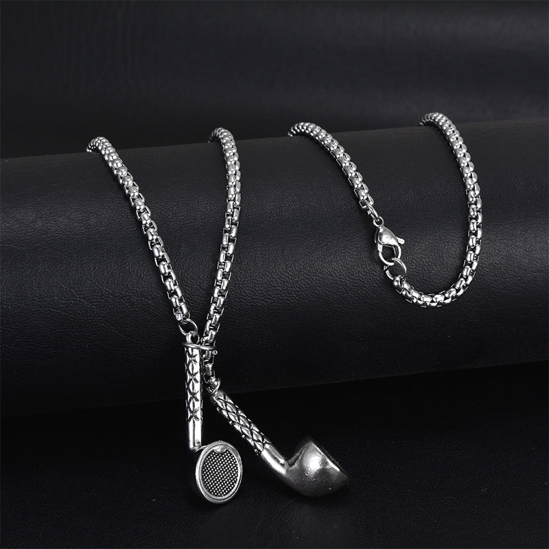 Wholesale Personality trendy titanium steel hip-hop necklace men's trendy disco all-match hiphop pendant long sweater chain pendant